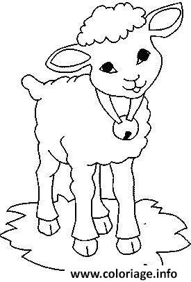 Dessin un mouton avec une cloche autour du cou Coloriage Gratuit à Imprimer