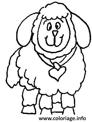 Dessin mouton avec un coeur Coloriage Gratuit à Imprimer