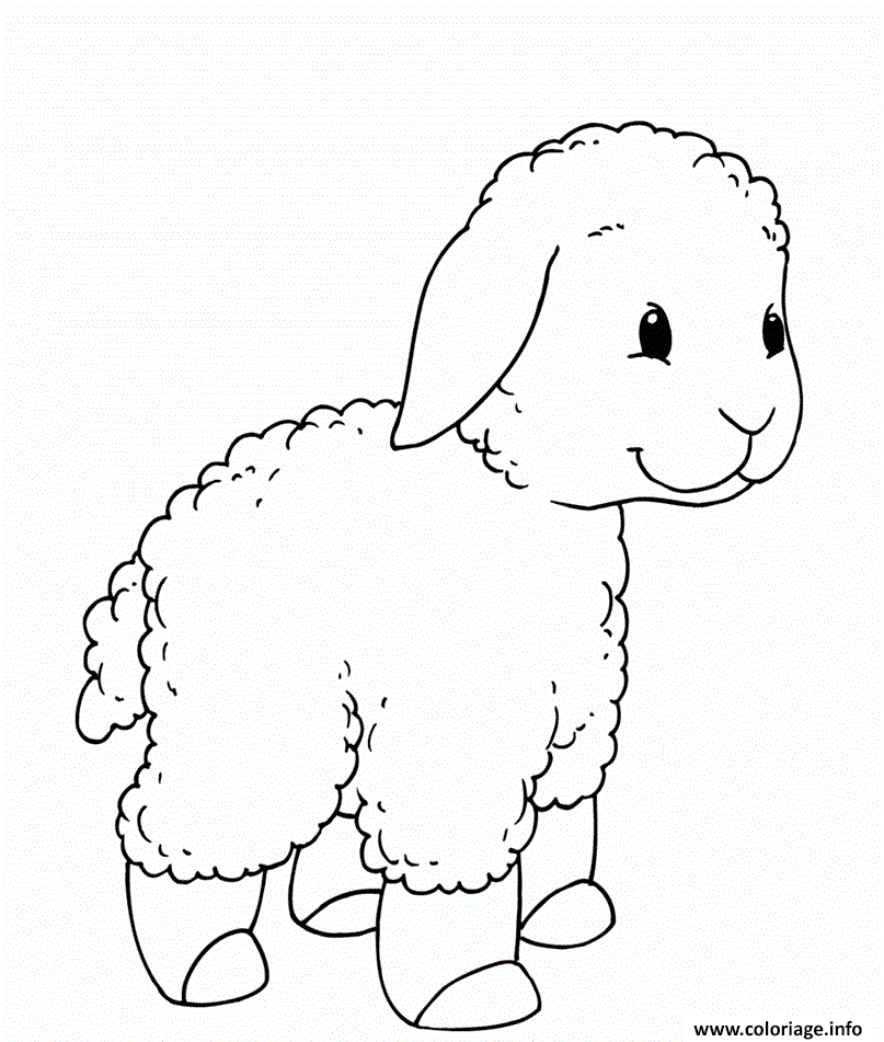 Dessin mouton mignon maternelle agneau Coloriage Gratuit à Imprimer
