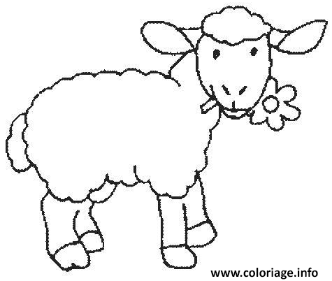 Dessin le mouton mange une fleur Coloriage Gratuit à Imprimer