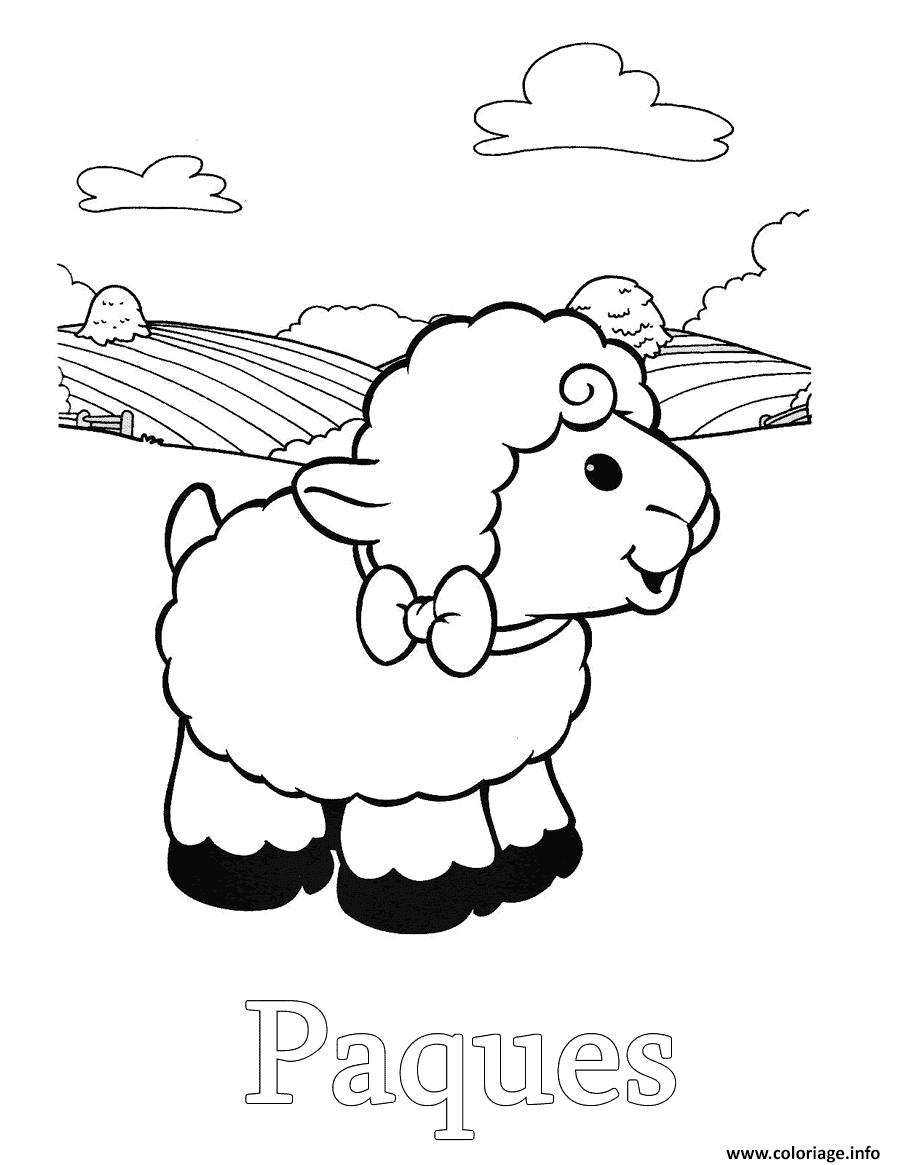 Dessin agneau pour paques la celebration Coloriage Gratuit à Imprimer