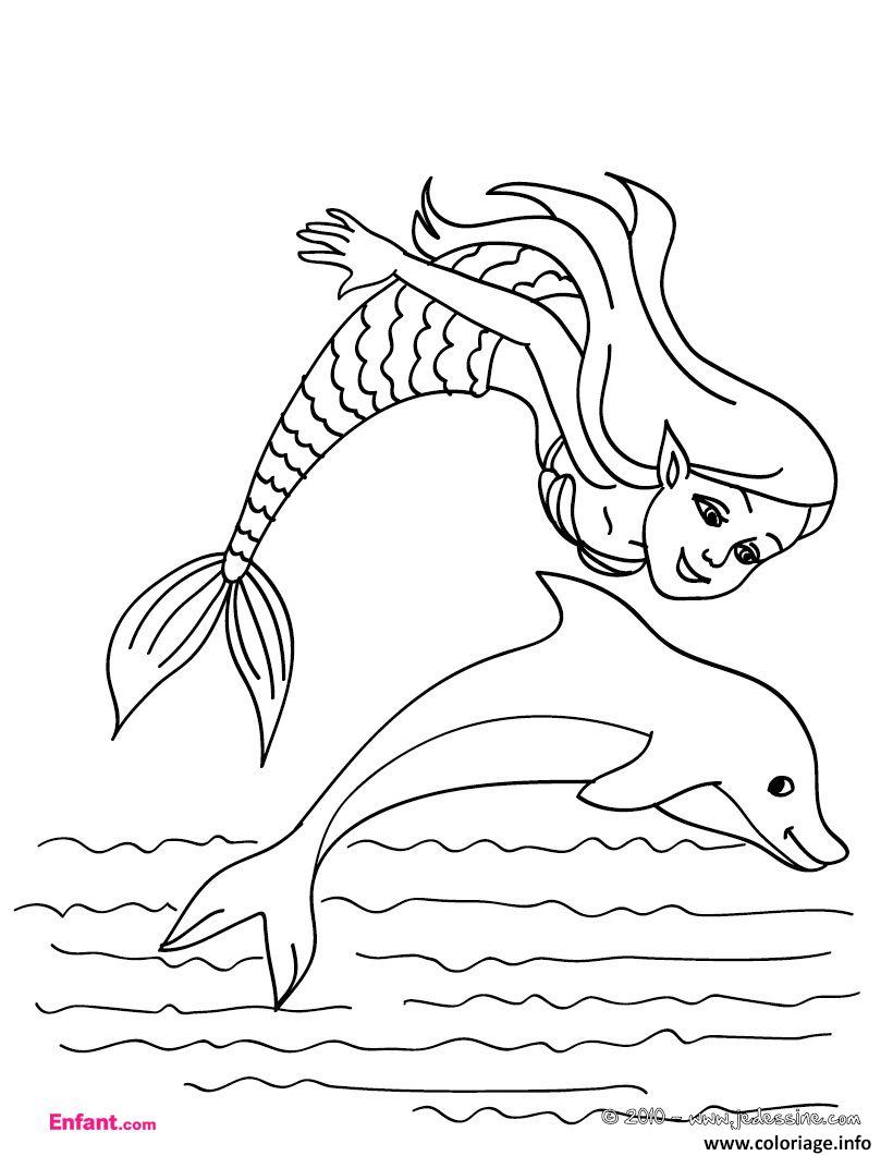 Coloriage dauphin sirene  JeColorie.com