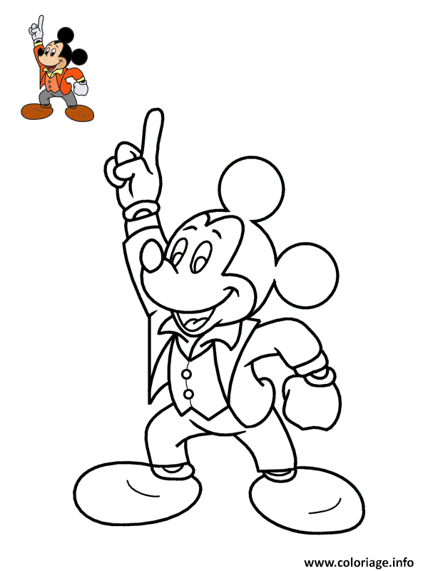 Dessin mickey mouse une star de la comedie spectacle Coloriage Gratuit à Imprimer