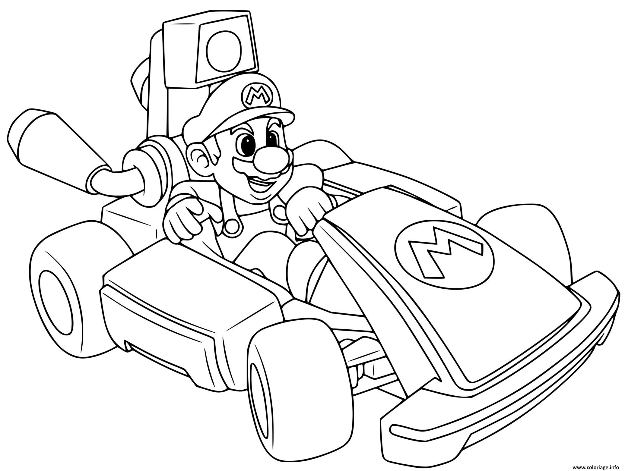 Coloriage Mario Kart Deluxe Voiture De Course Dessin Mario à Imprimer 