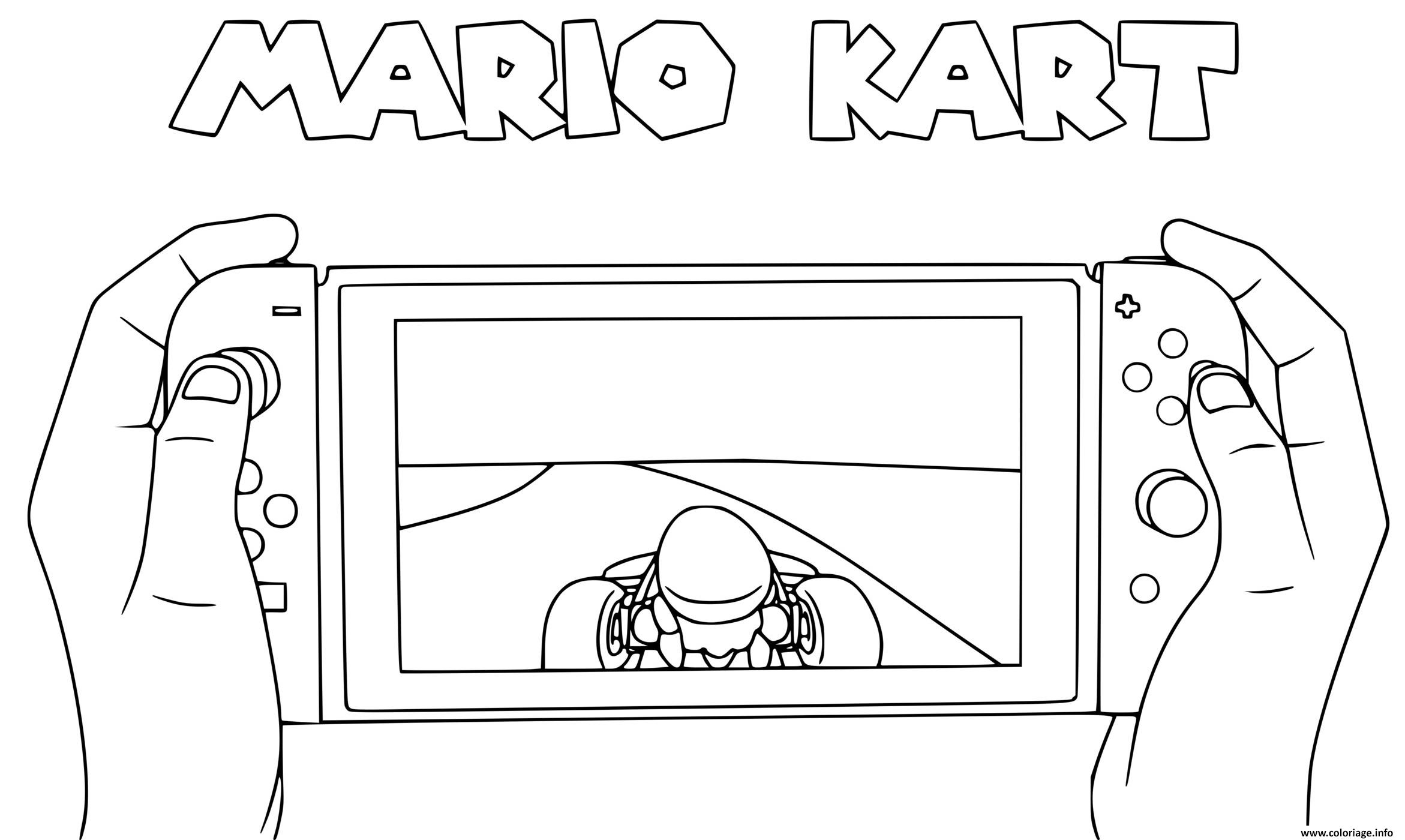 Coloriage Un Enfant Joue A Mario Kard Sur Nintendo Switch Dessin à Imprimer