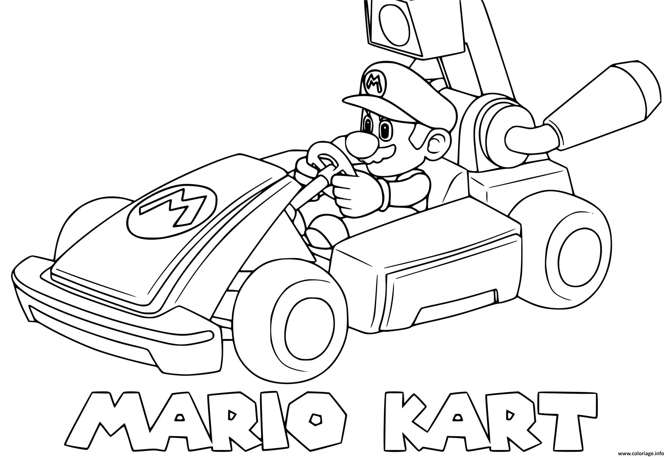 Coloriage Mario Kart Speed Dessin à Imprimer