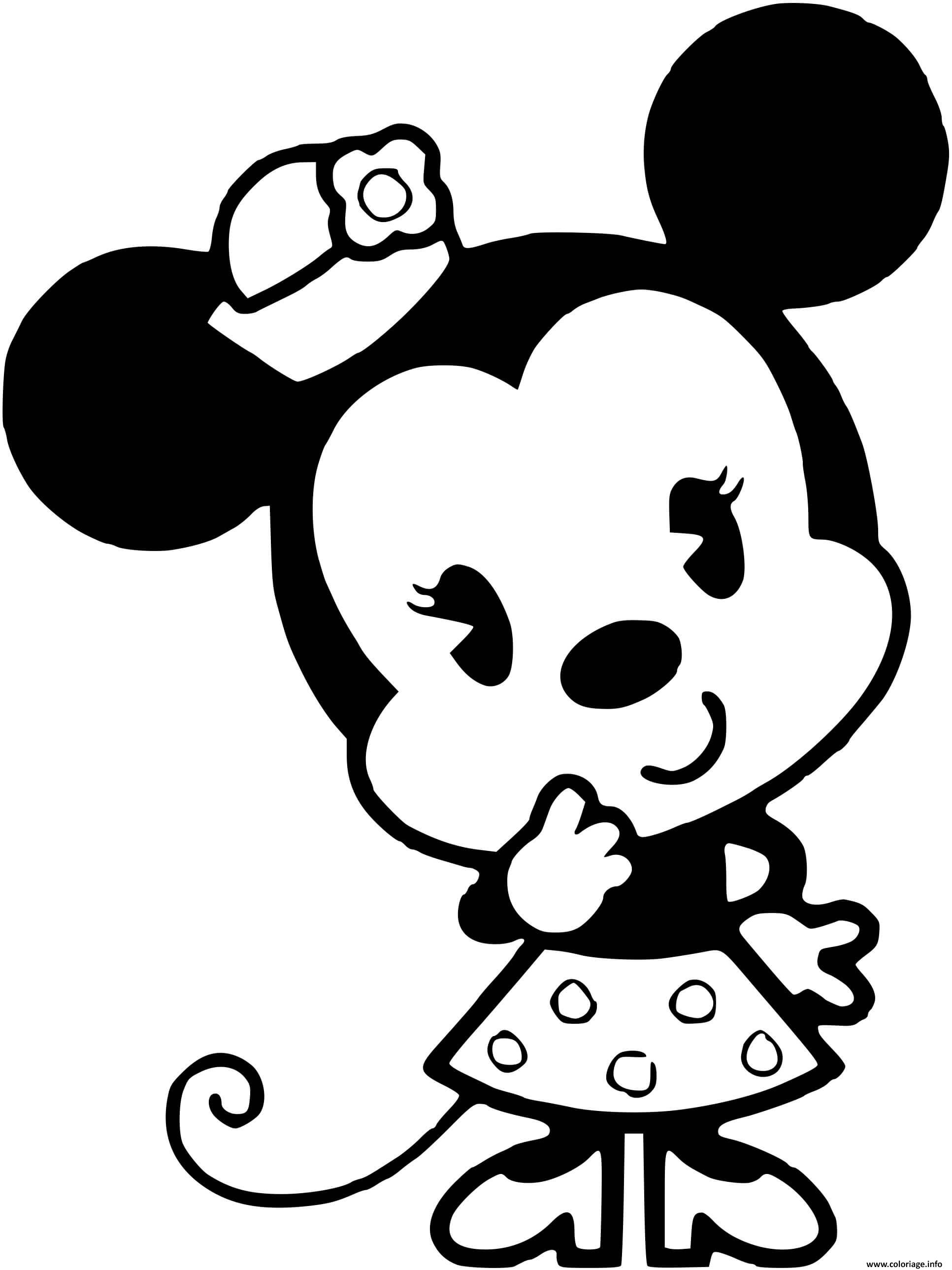 Coloriage Minnie Mouse Bebe Est Timide Dessin à Imprimer