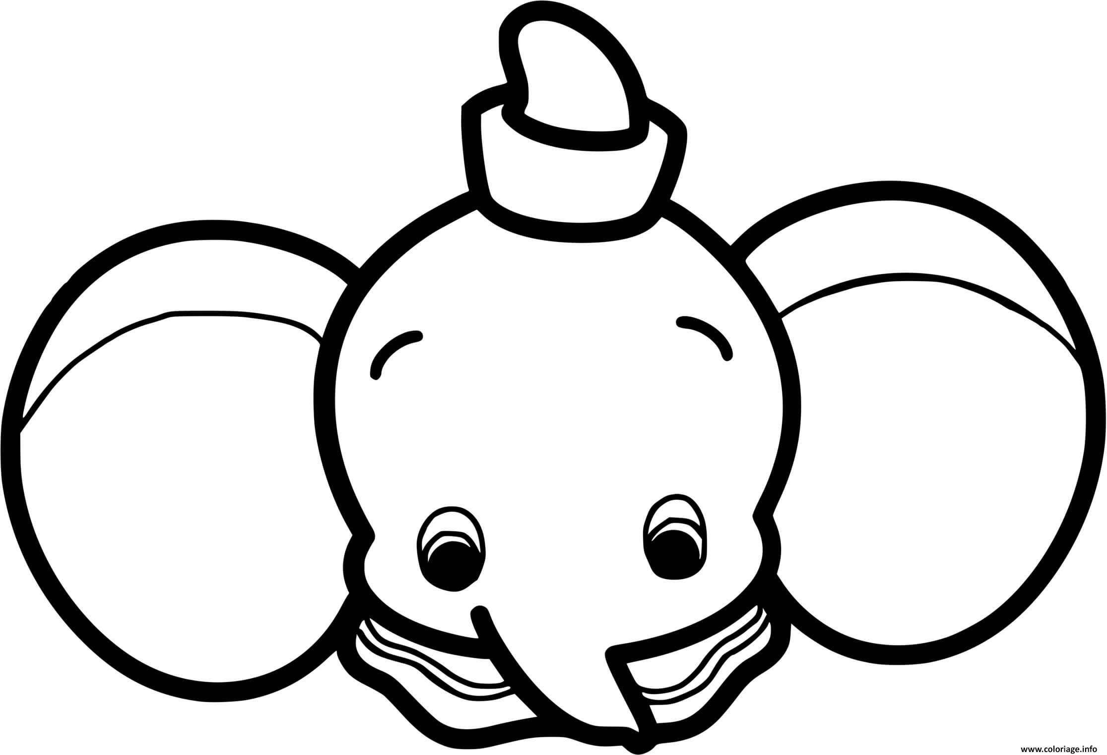 Coloriage Dumbo Bebe Kawaii Dessin à Imprimer