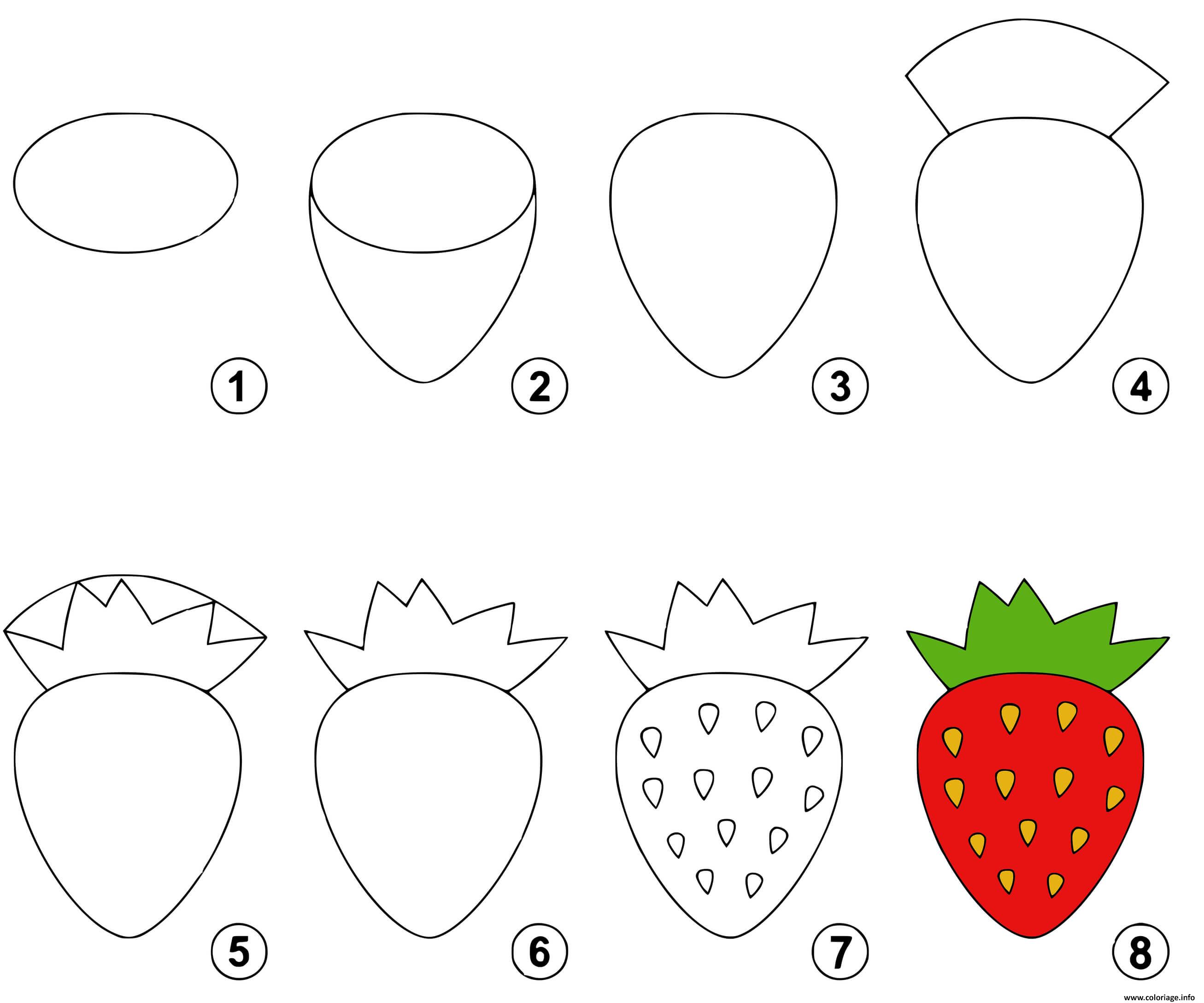 Dessin dessin facile une fraise Coloriage Gratuit à Imprimer