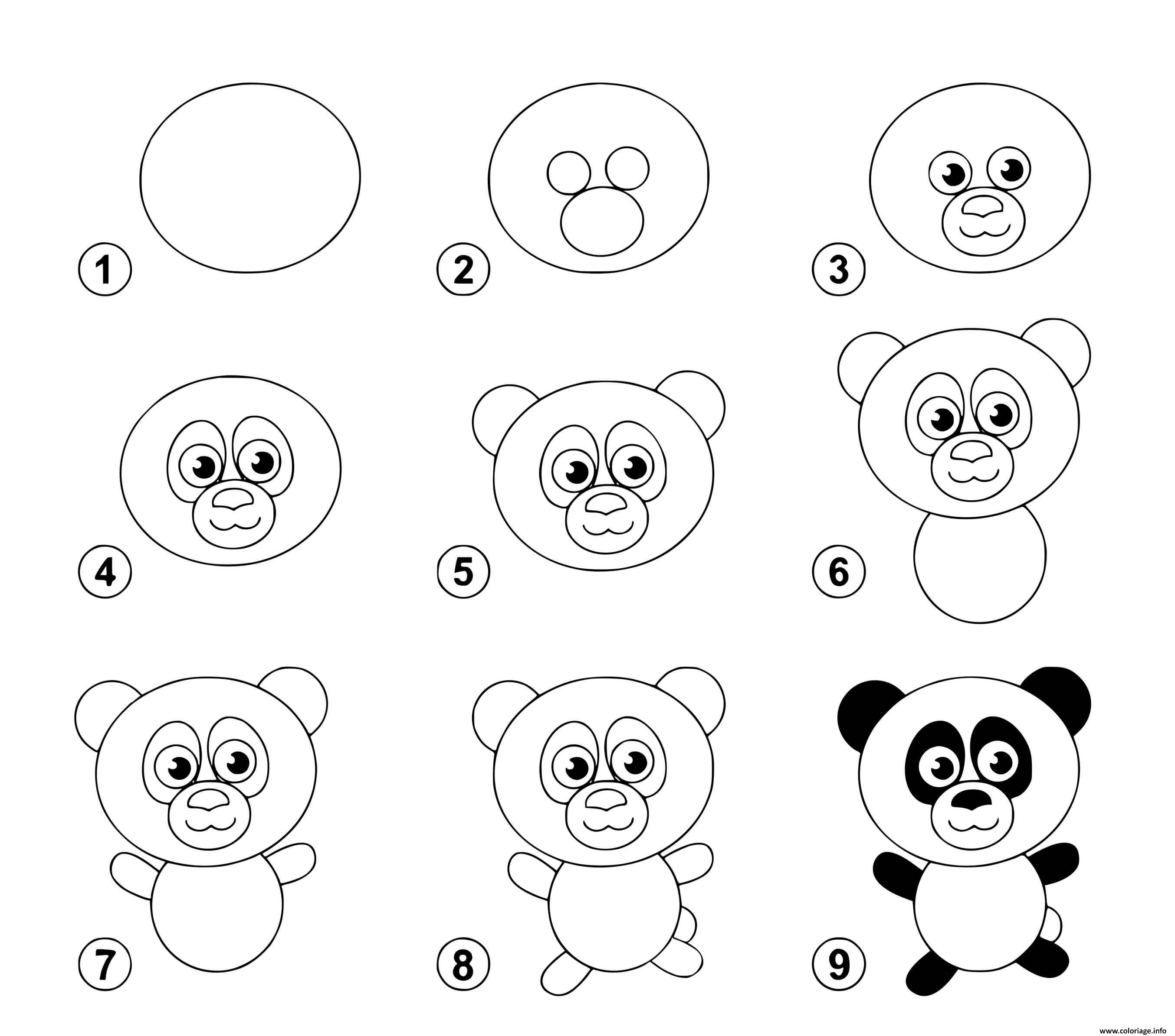 Dessin dessin facile un panda Coloriage Gratuit à Imprimer