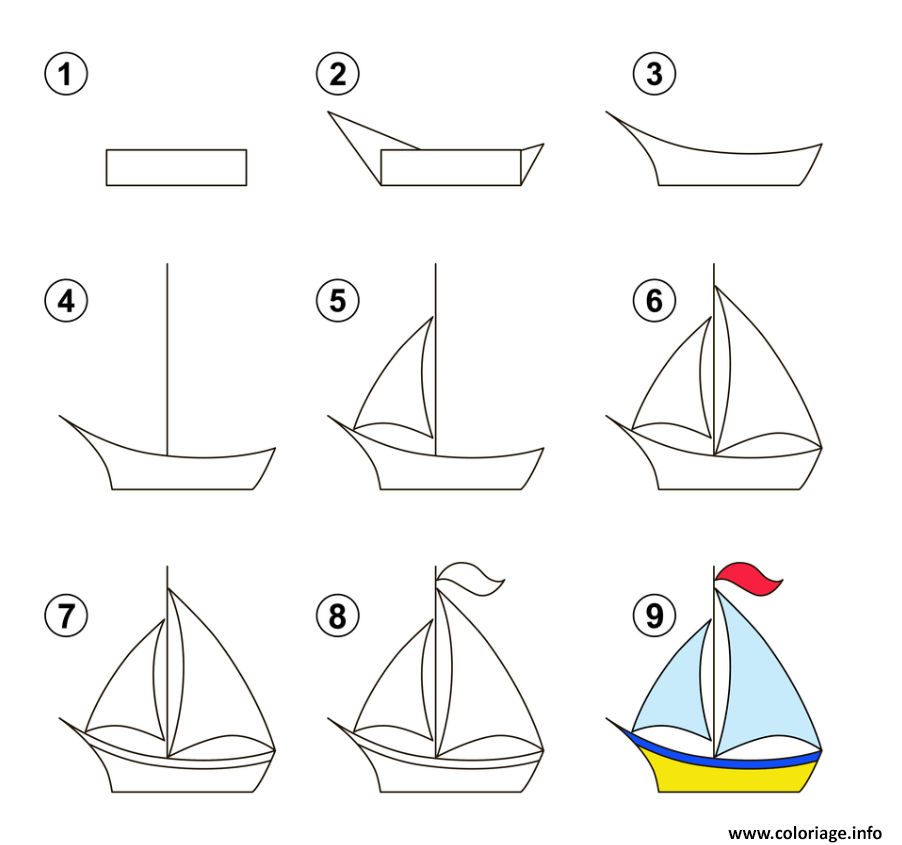 Coloriage Apprendre Dessiner Bateau Dessin Facile Dessin Dessin Facile