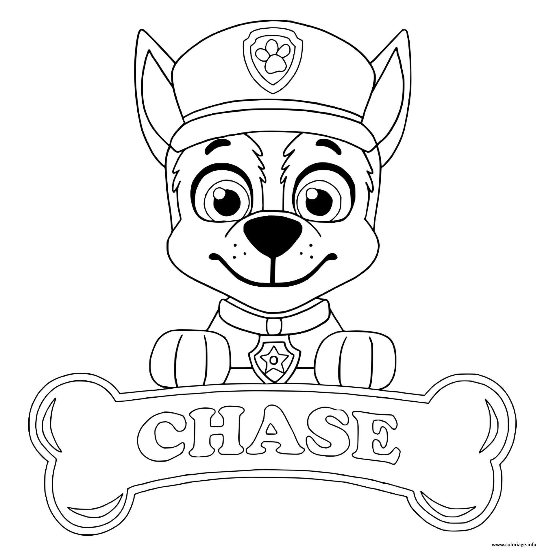 Dessin Chase Chien Paw Patrol Aime Les Bateaux De Police Coloriage Gratuit à Imprimer