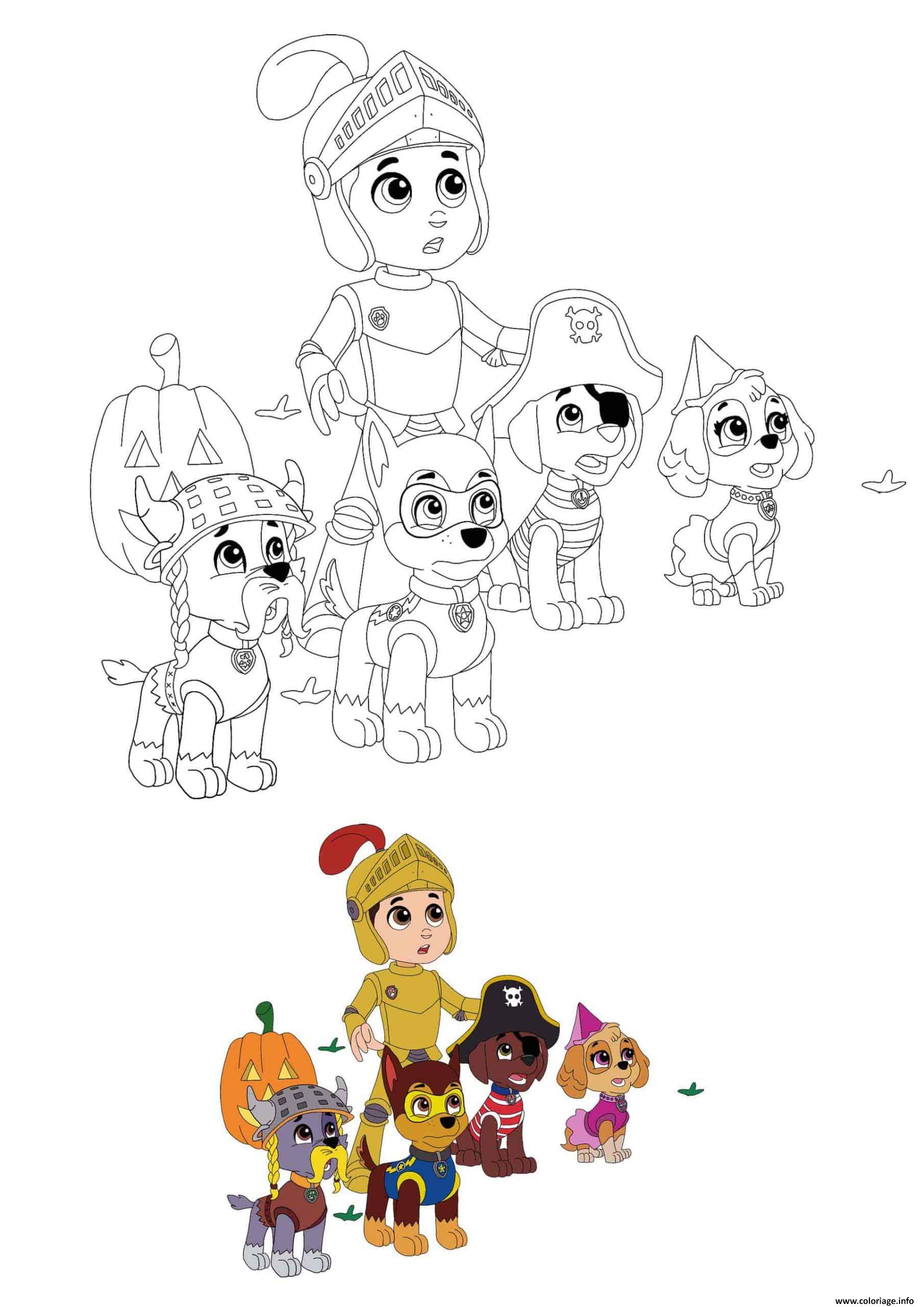 Dessin Halloween Avec La Paw Patrol Coloriage Gratuit à Imprimer