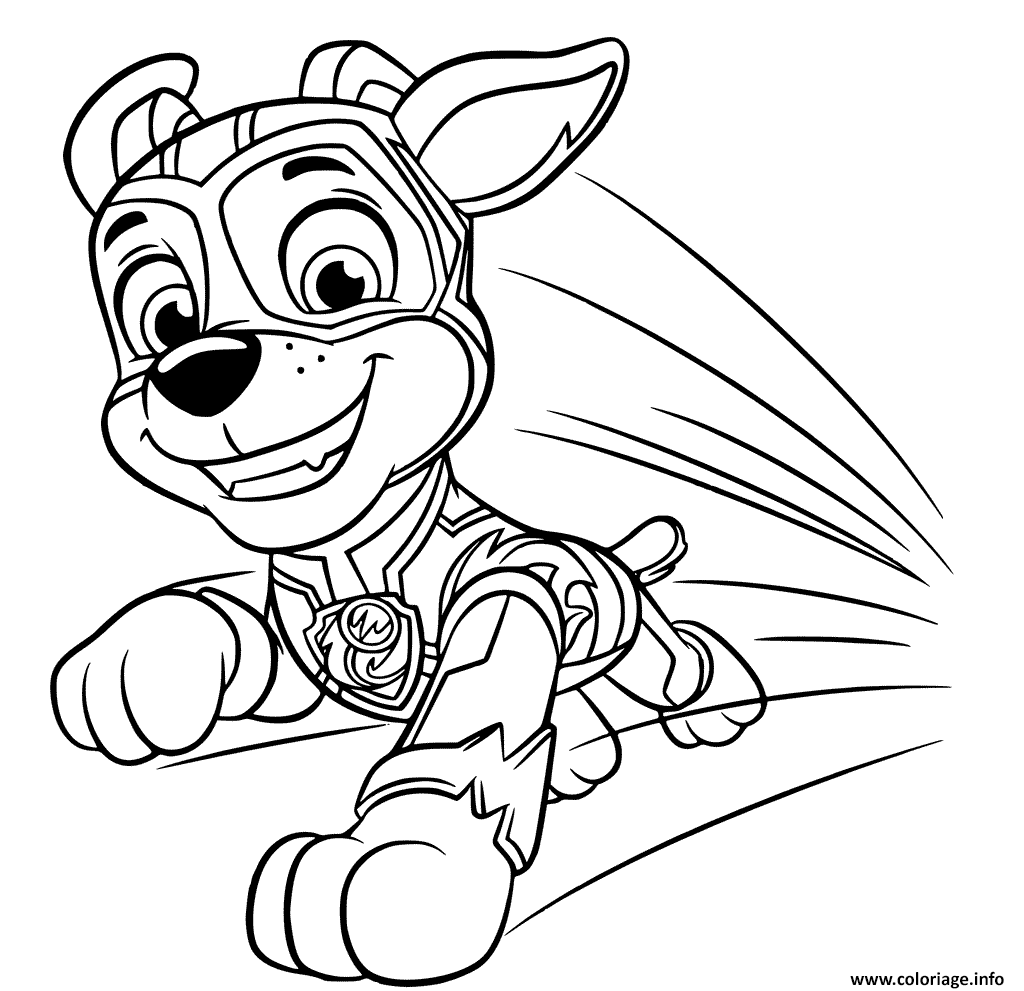 Coloriage Paw Patrol Mighty Pups Chase Dessin à Imprimer