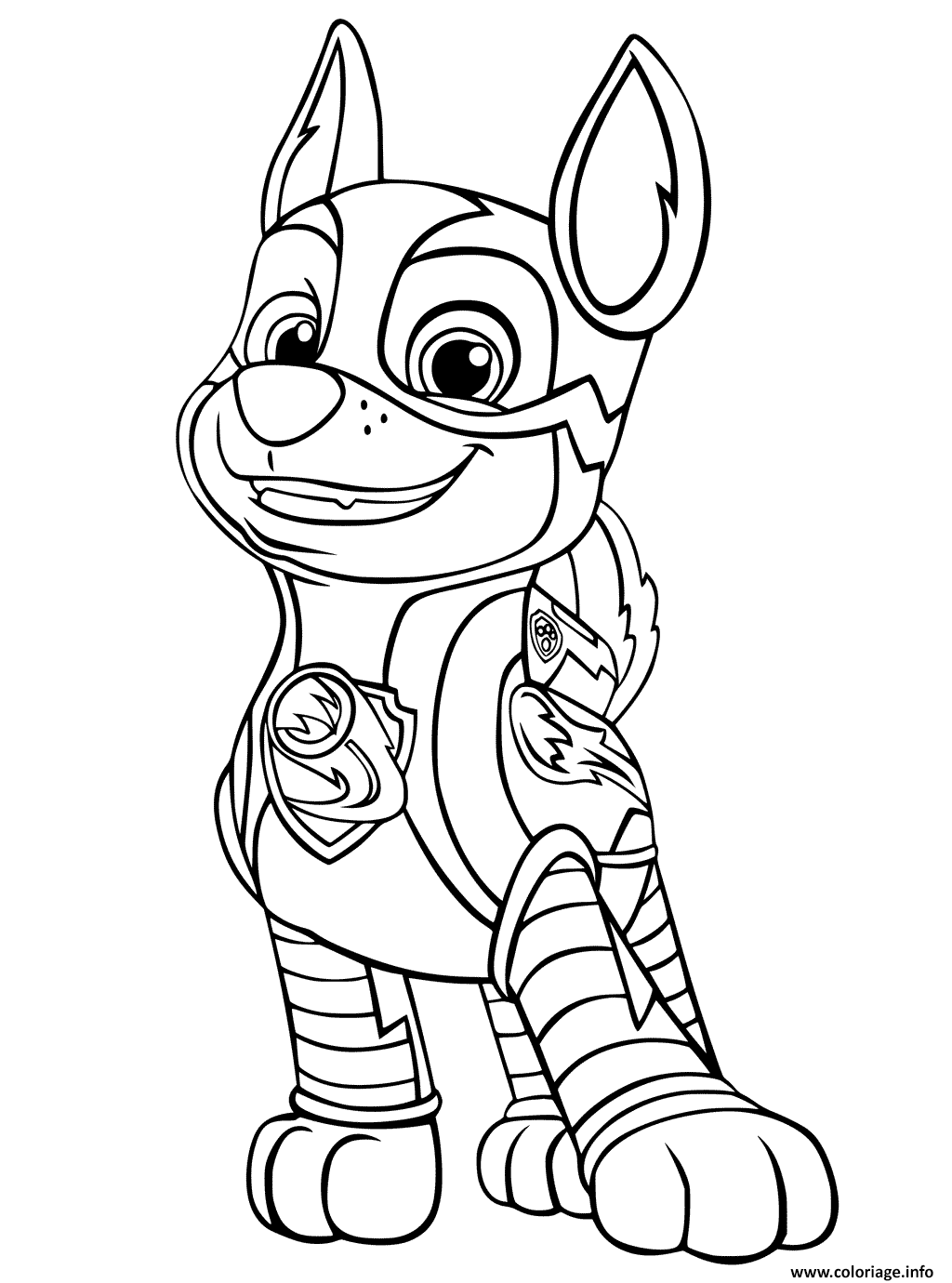 Coloriage Paw Patrol Mighty Pups Chase Chiens Dessin à Imprimer