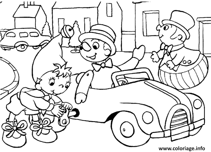 Dessin oui oui remonte la cle de sa voiture Coloriage Gratuit à Imprimer