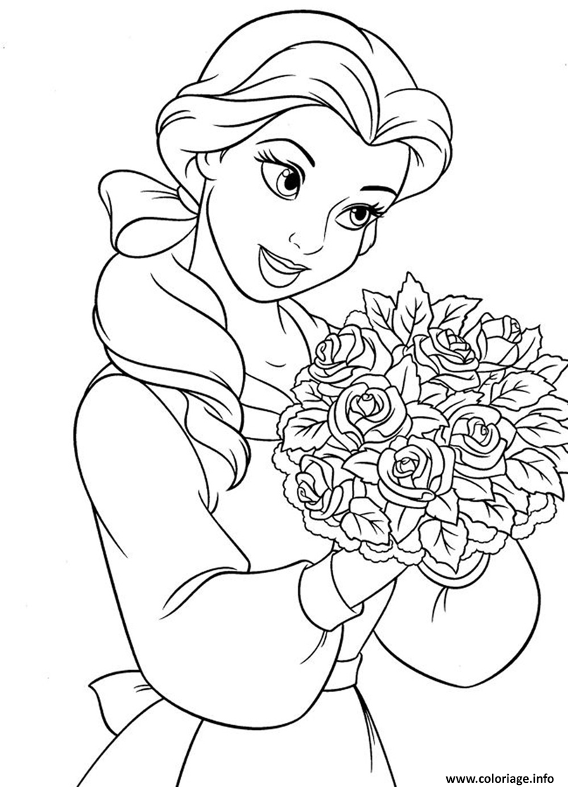 Dessin bouquet de fleurs la belle Coloriage Gratuit à Imprimer