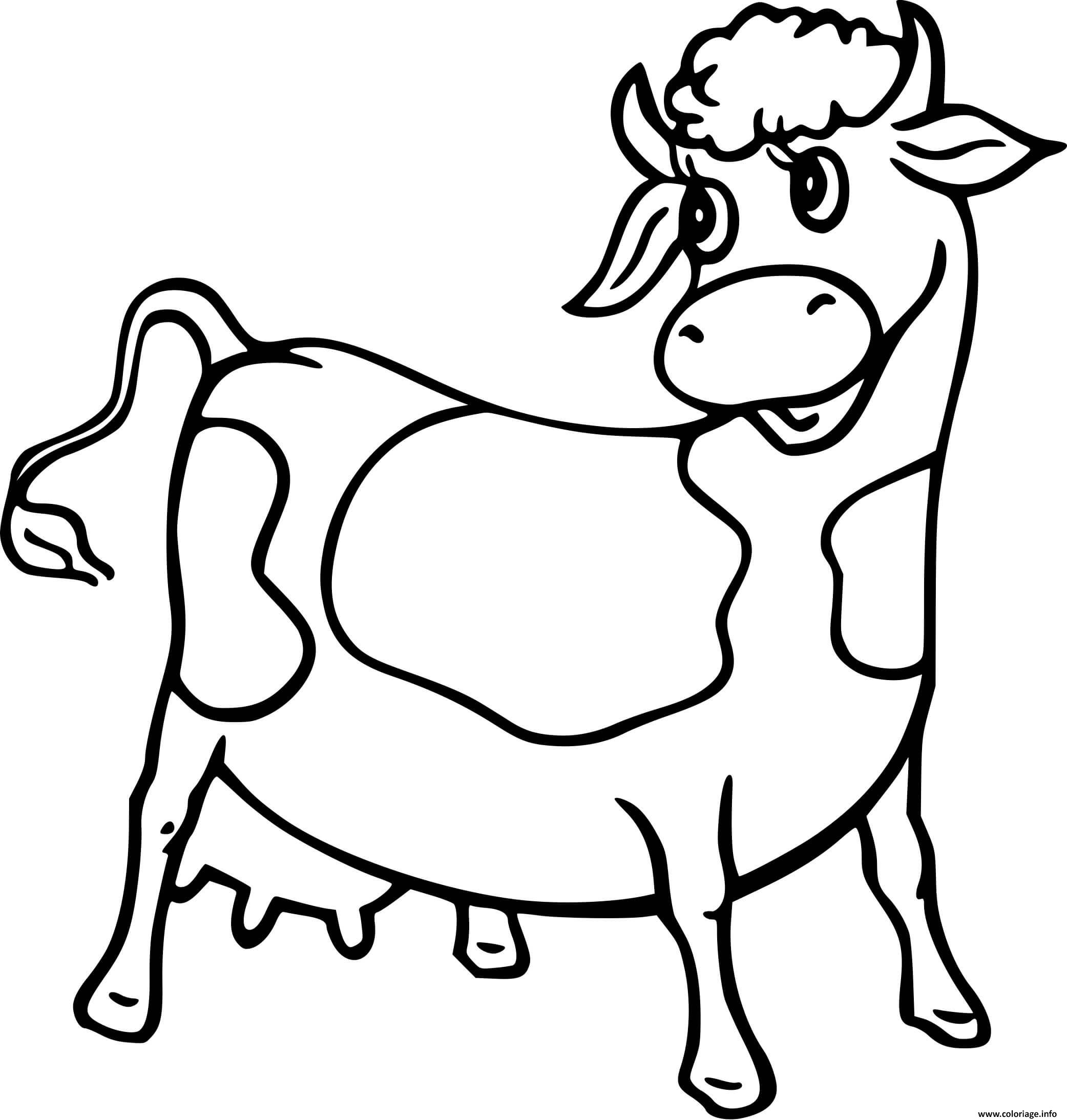 Dessin vache animaux de la ferme Coloriage Gratuit à Imprimer