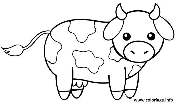 Dessin vache kawaii Coloriage Gratuit à Imprimer