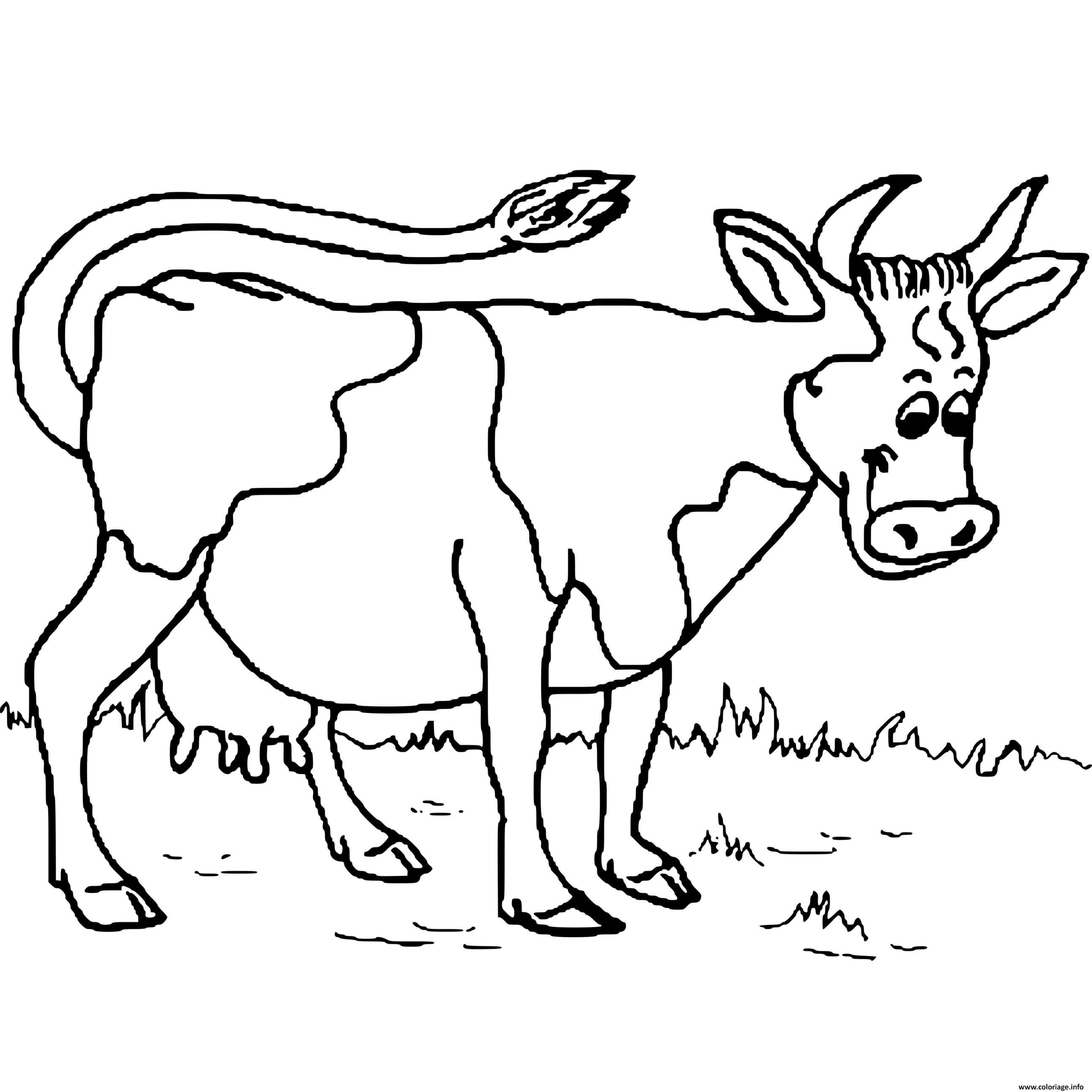 Dessin vache joyeuse dans une ferme Coloriage Gratuit à Imprimer