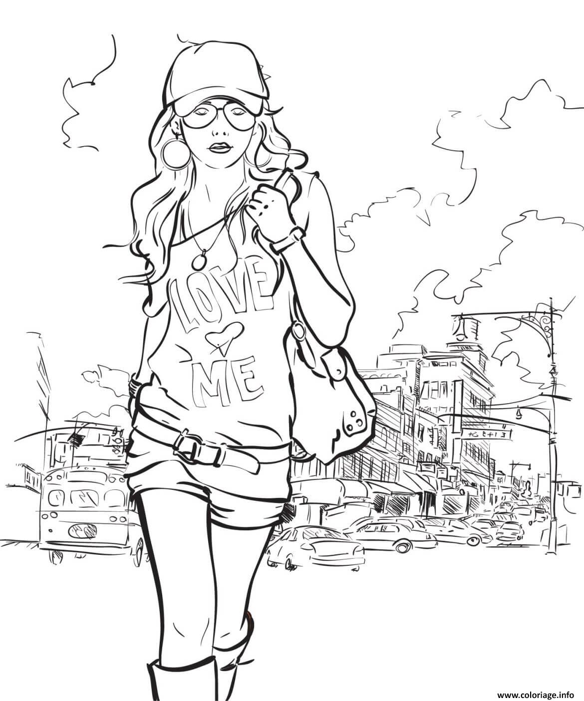 Dessin fille 10 ans ado tshirt love me Coloriage Gratuit à Imprimer