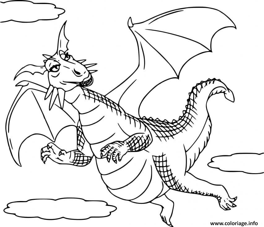 Dessin la dragonne rejoint son compagnon ane Coloriage Gratuit à Imprimer