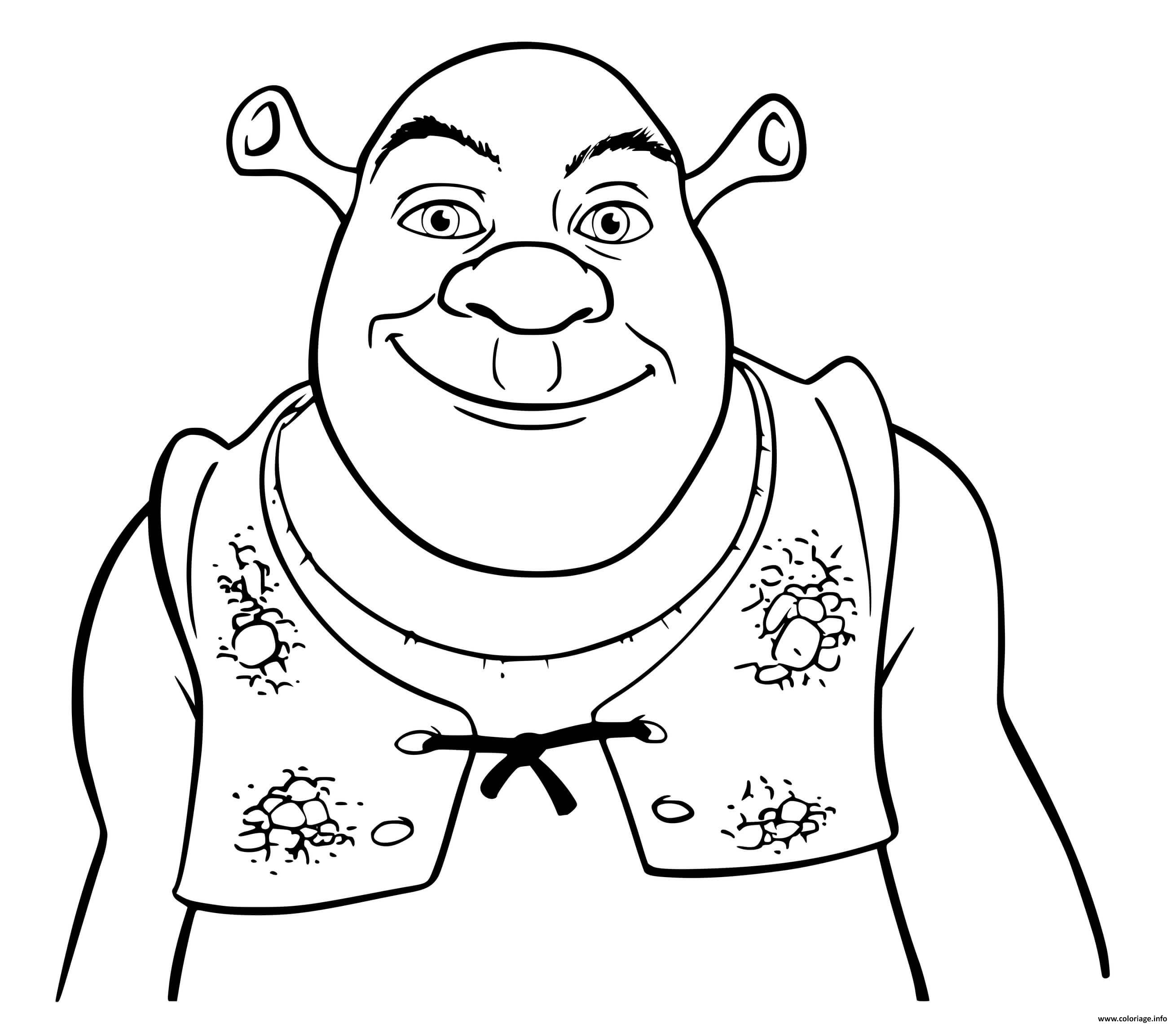 Coloriage Shrek Ogre Heureux Dessin à Imprimer