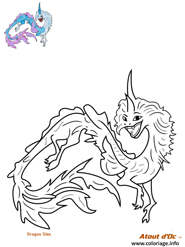 Coloriage Dragon Sisu Raya Disney Dessin à Imprimer