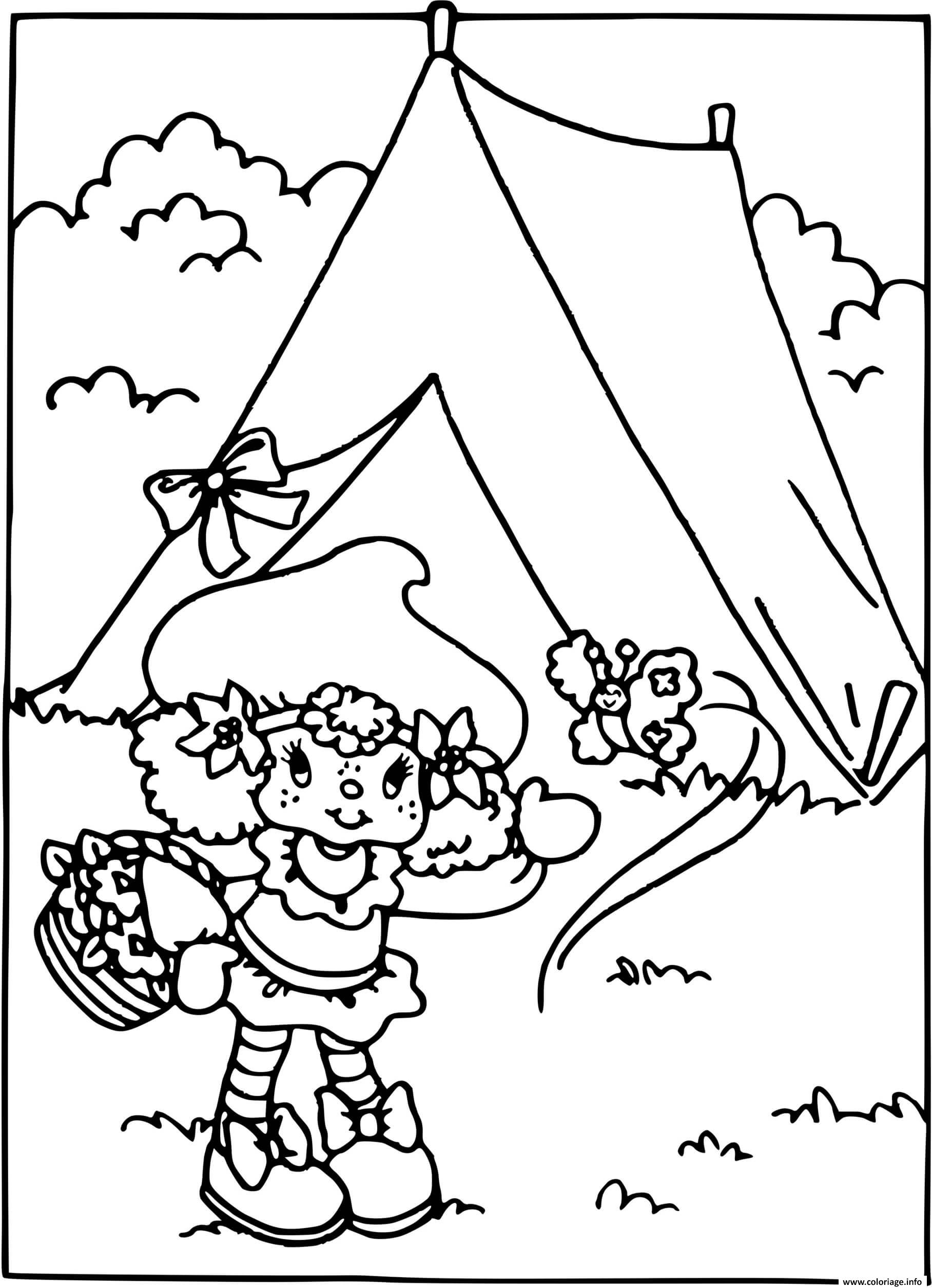 Dessin Charlotte aux fraises fait du camping Coloriage Gratuit à Imprimer