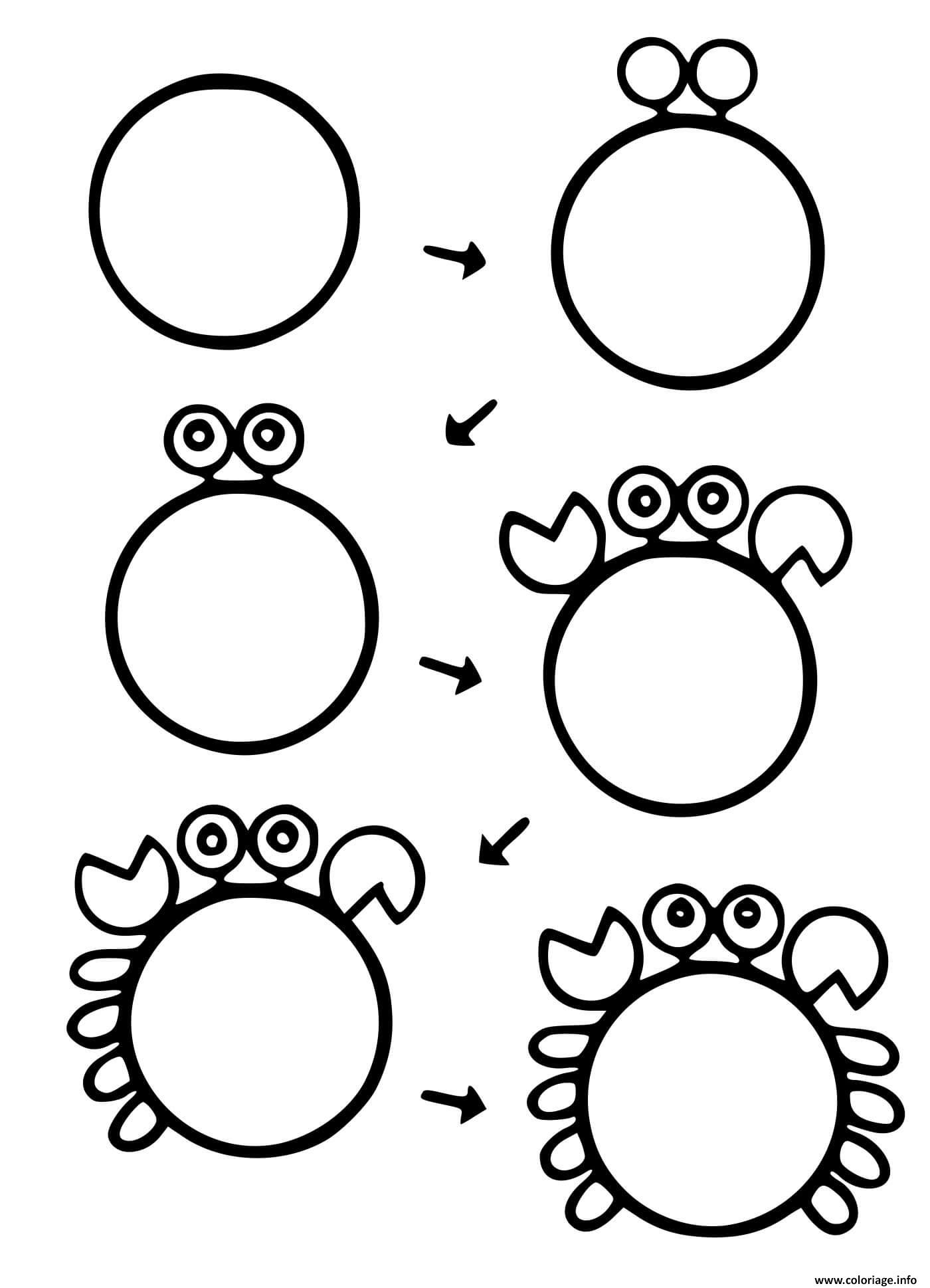 Dessin crabe dessin animaux facile a realiser Coloriage Gratuit à Imprimer