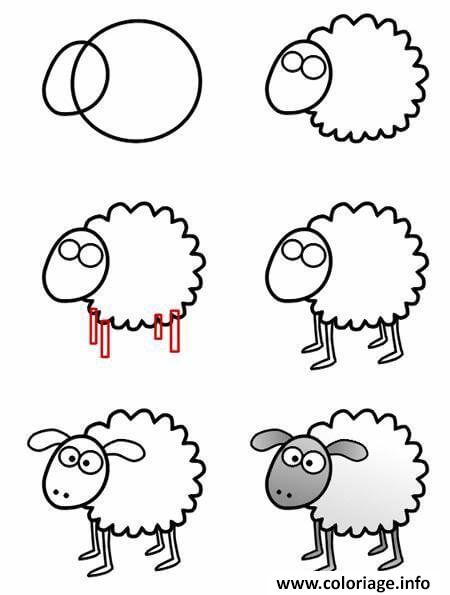 Dessin mouton dessin animaux facile Coloriage Gratuit à Imprimer