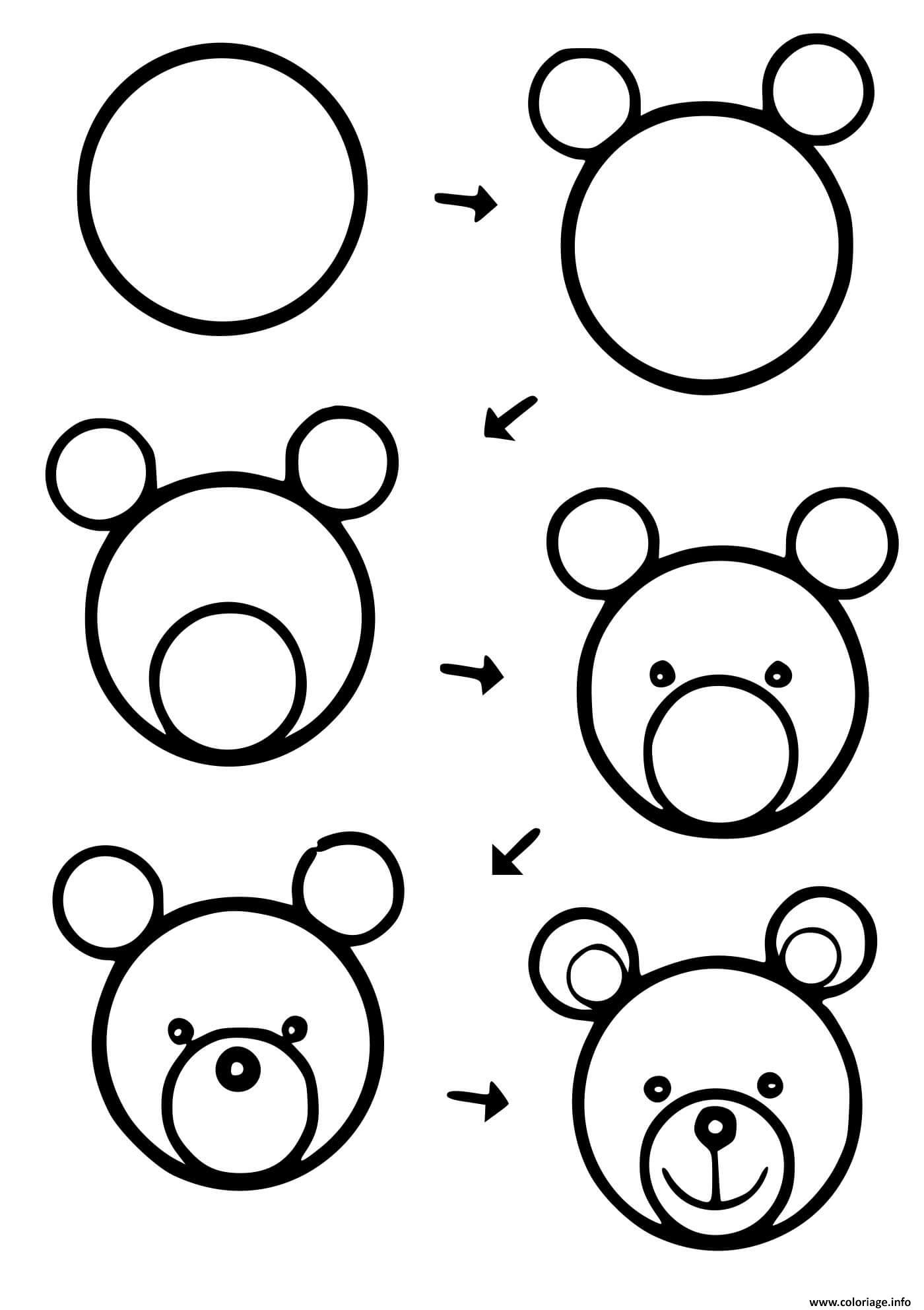 Dessin un ours dessin facile a realiser Coloriage Gratuit à Imprimer