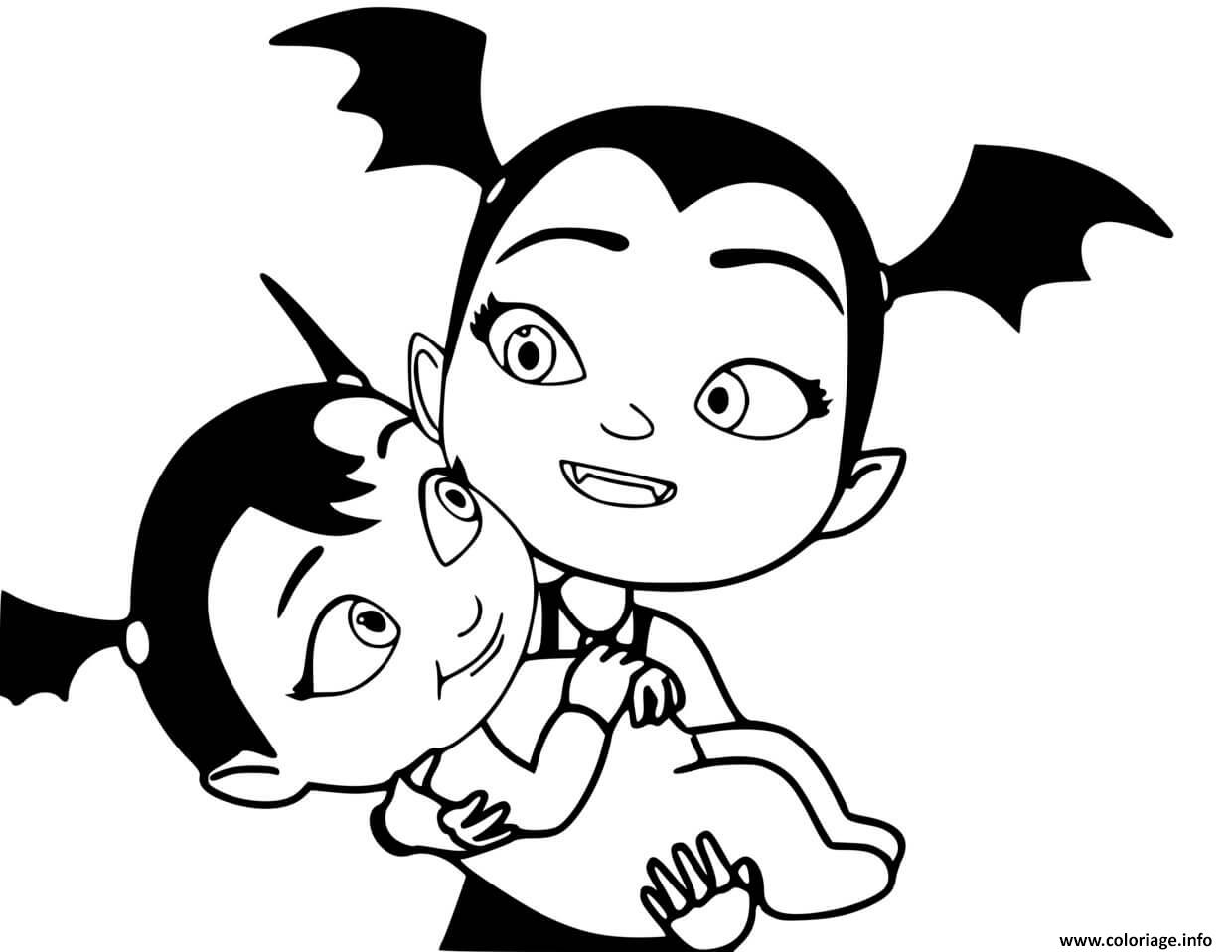 Dessin vampirina avec un bebe Coloriage Gratuit à Imprimer