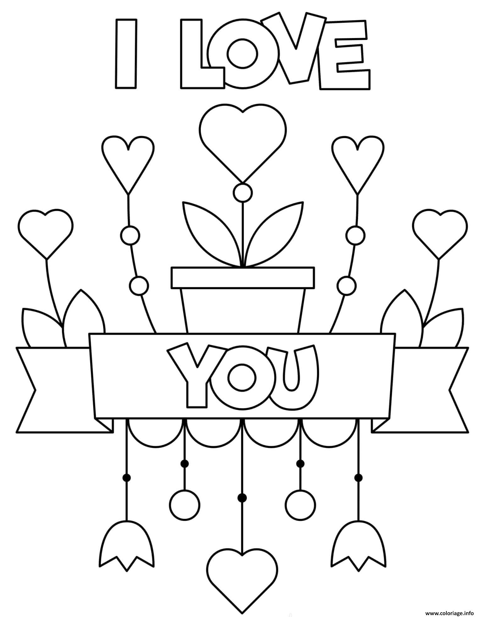 Dessin pots de fleurs i love you mandala facile Coloriage Gratuit à Imprimer