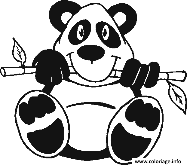 Coloriage Panda Mange Une Branche Dessin à Imprimer