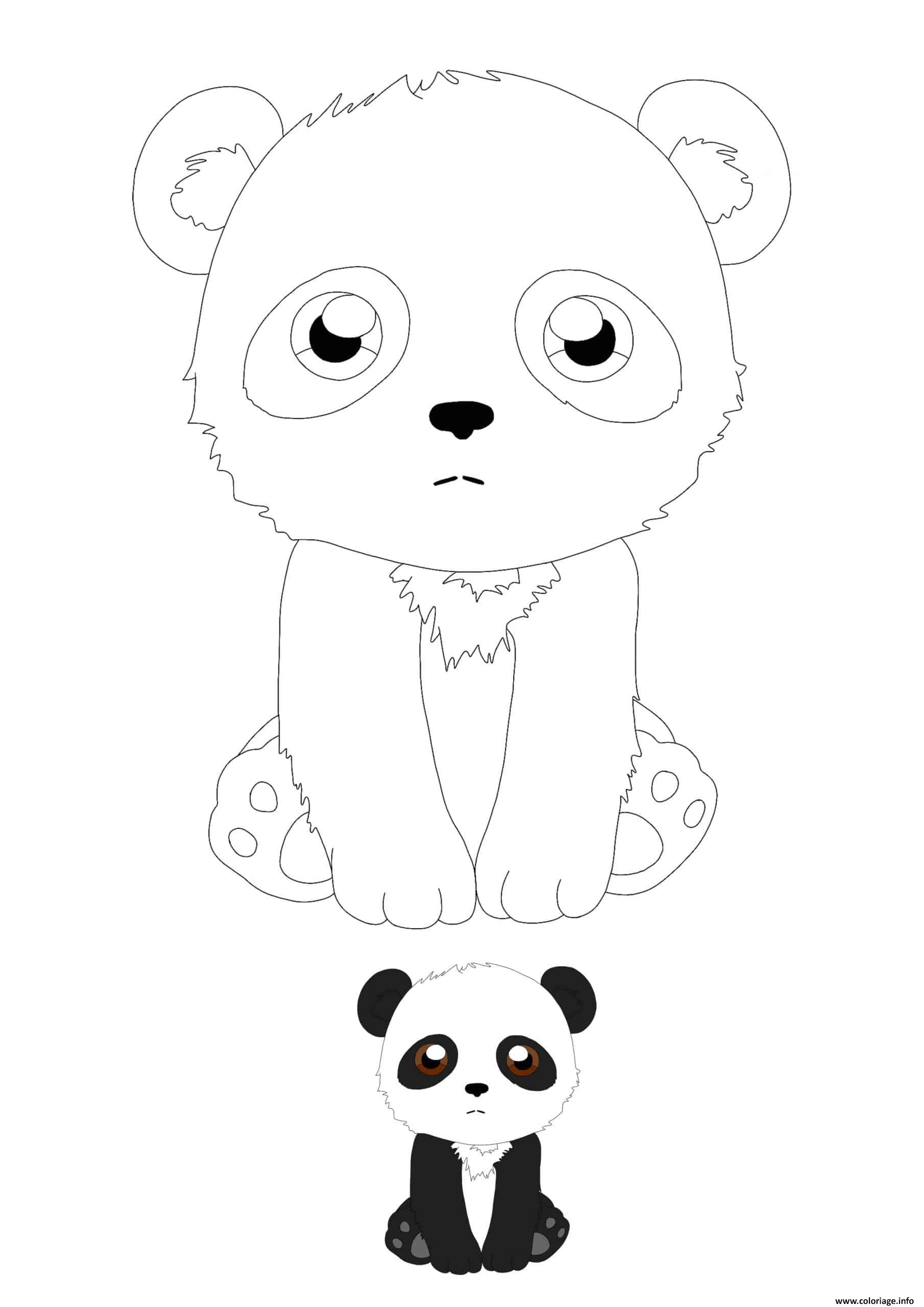 Coloriage Panda Kawaii Avec Dessin Couleurs Pour Enfants