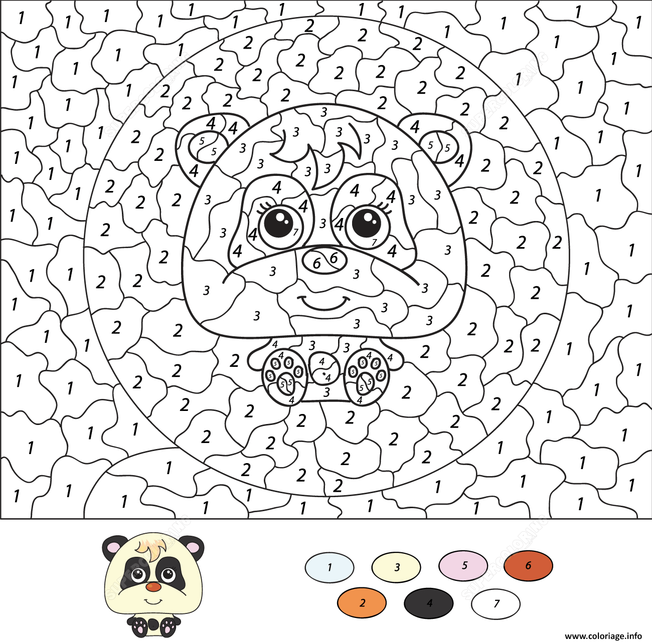 Coloriage Animaux Panda Par Numero Dessin à Imprimer