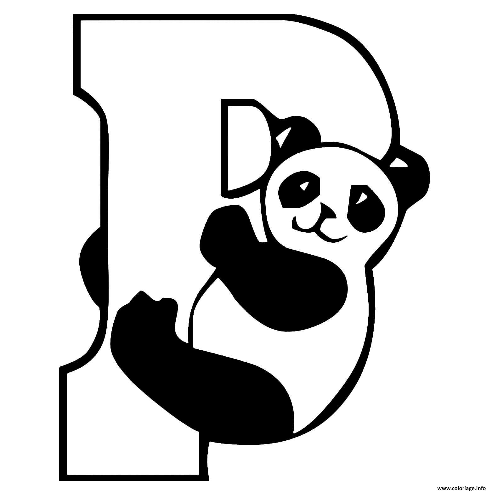 Coloriage Lettre P Pour Panda Alphabet Enfants Dessin à Imprimer
