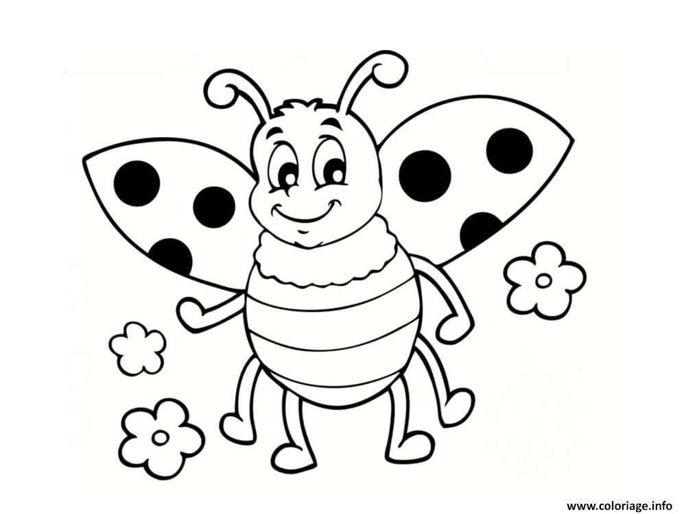 Dessin jolie insecte coccinelle maternelle facile Coloriage Gratuit à Imprimer