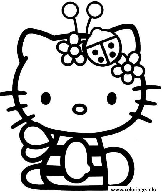 Coloriage Coccinelle Hello Kitty Dessin à Imprimer