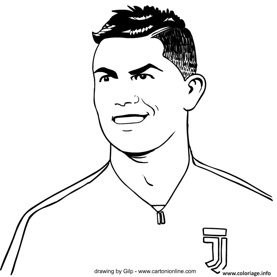 Dessin Cristiano Ronaldo joueur de foot confiant Coloriage Gratuit à Imprimer