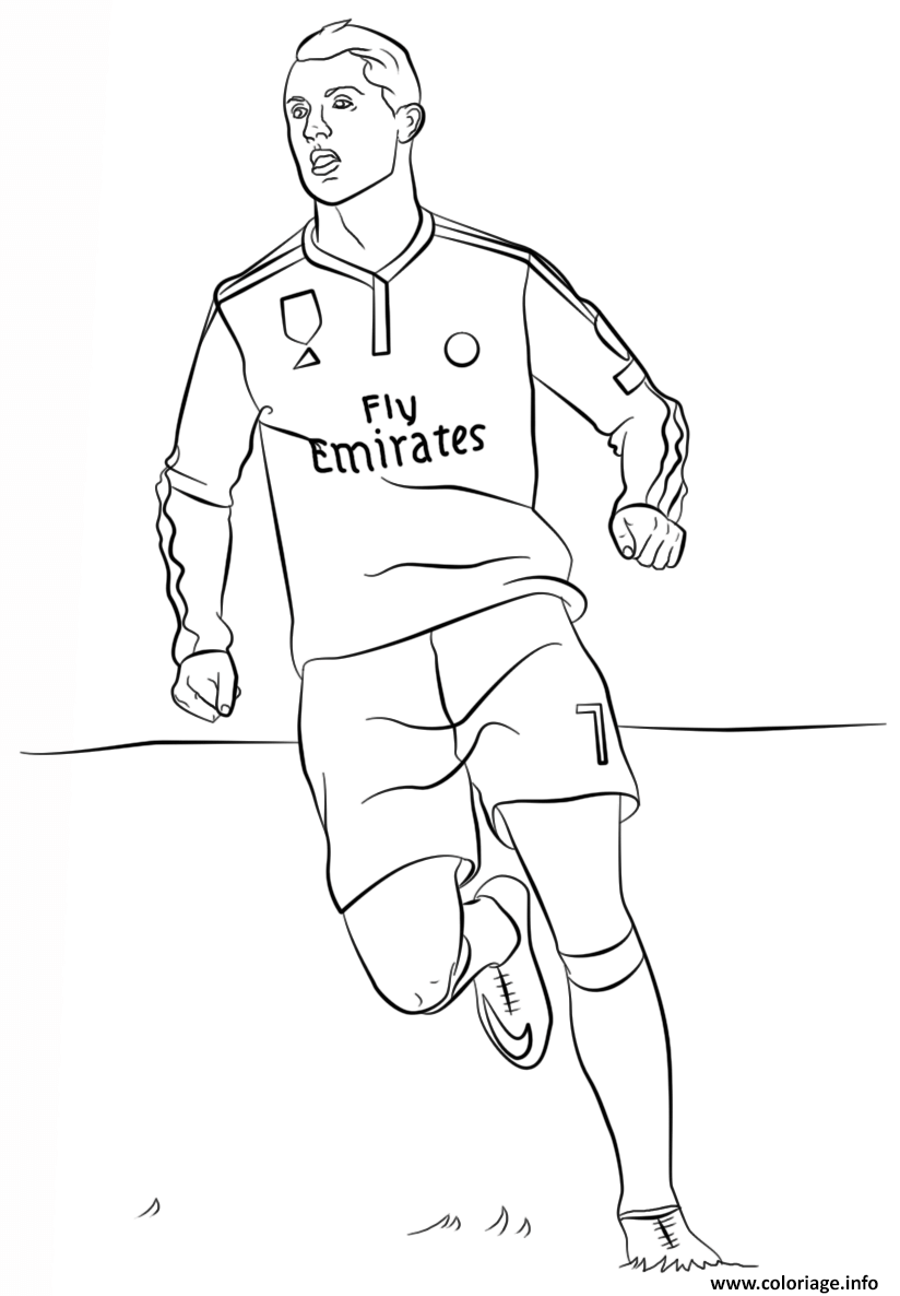 Dessin ronaldo 7 real madrid cristiano meilleur joueur de foot Coloriage Gratuit à Imprimer