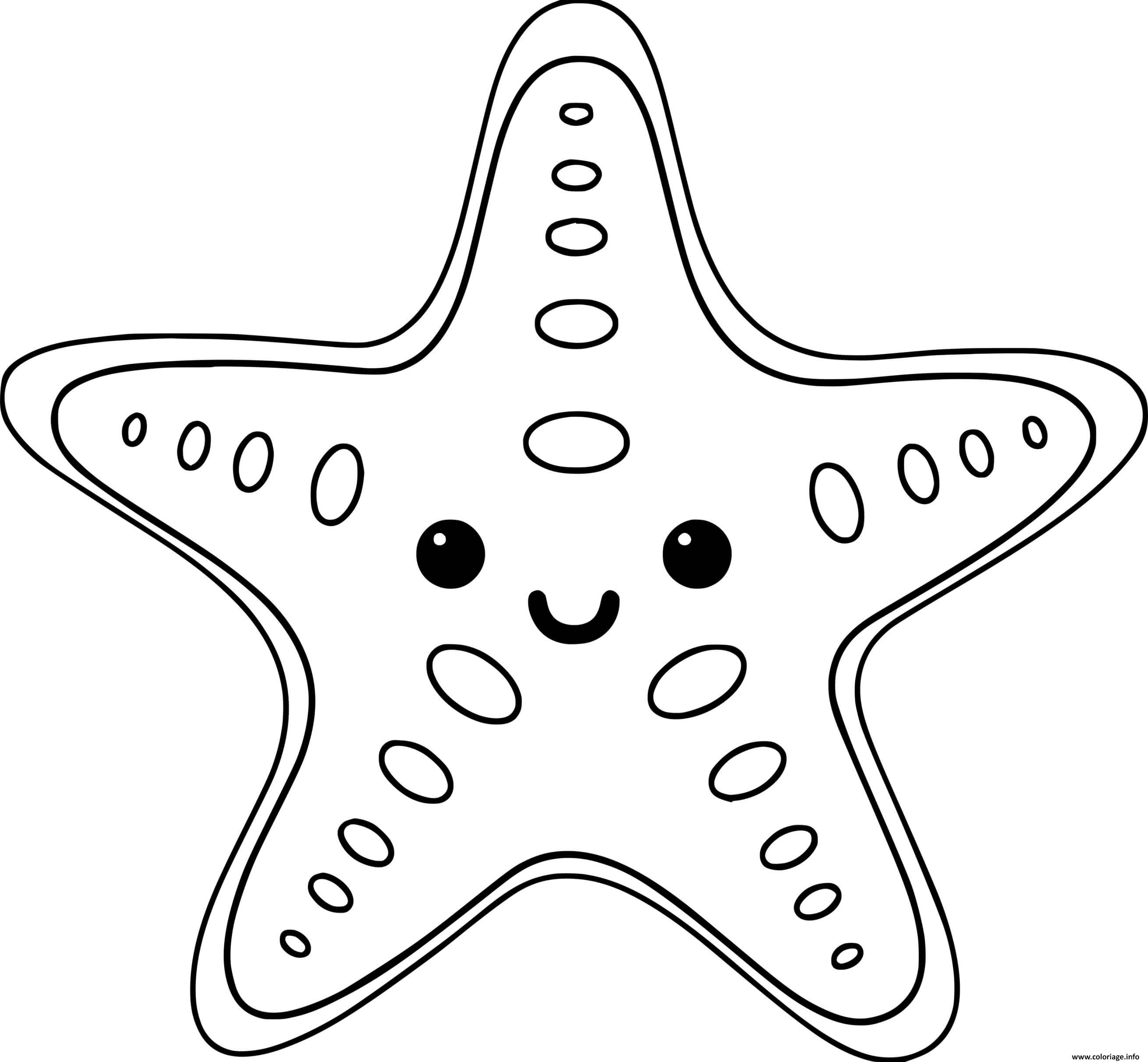 Coloriage etoile de mer asteroidea facile  JeColorie.com