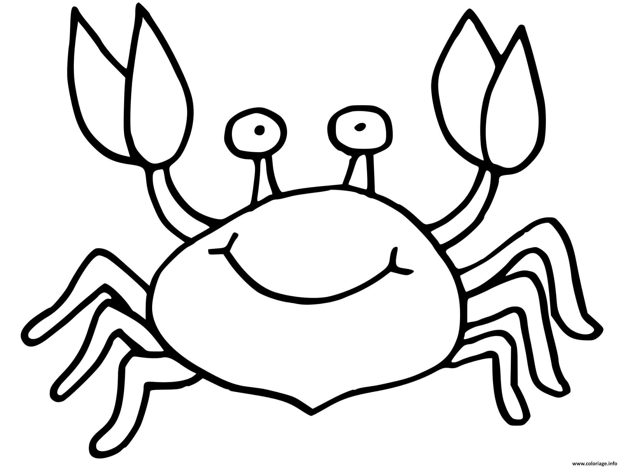 Coloriage Crabe Avec Un Sourire Dessin à Imprimer