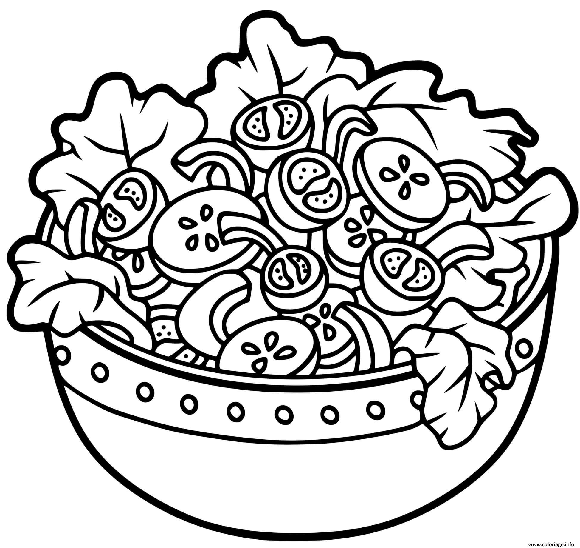 Coloriage Repas Sante Salade Et Tomates Legumes Dessin à Imprimer