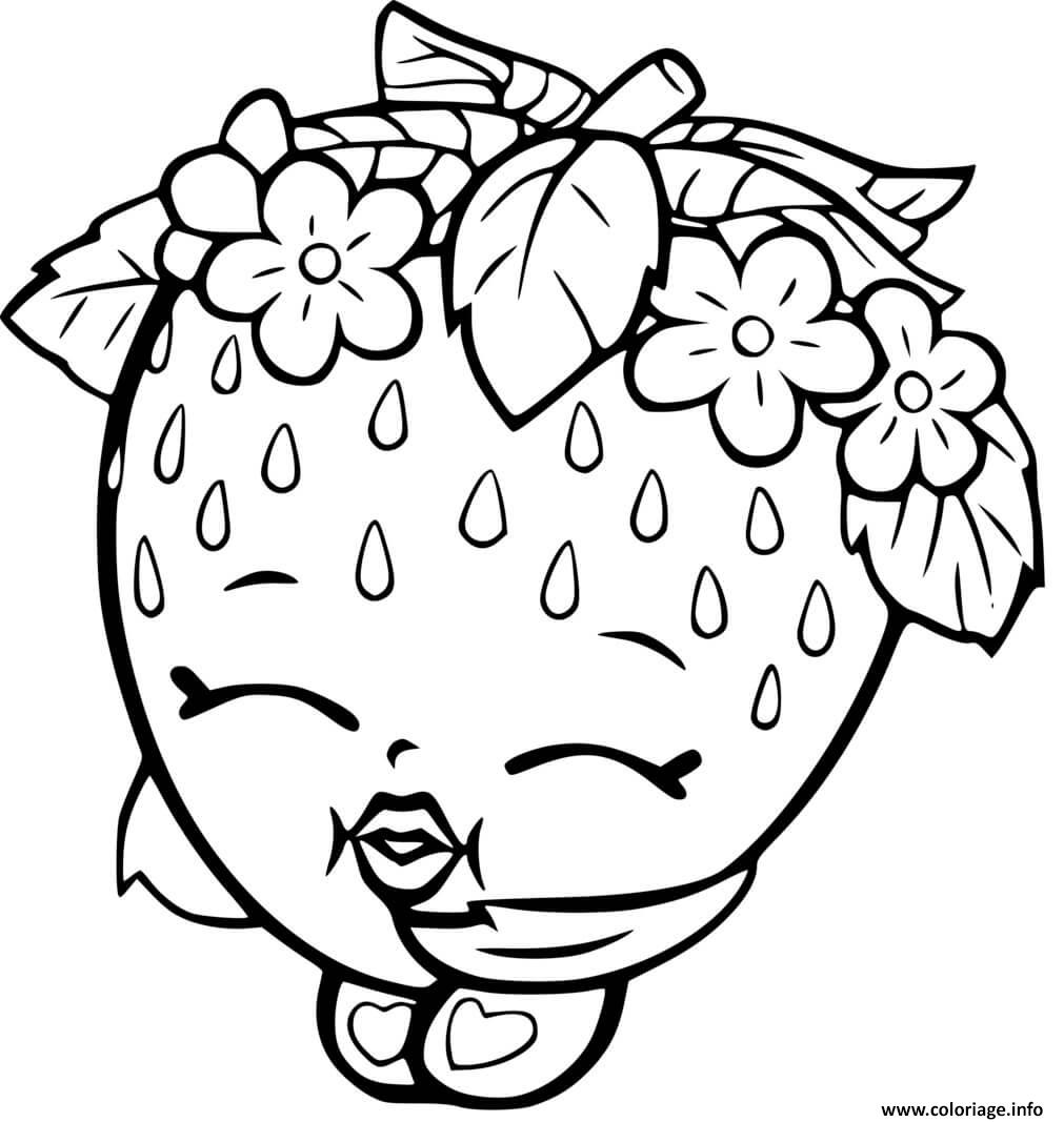 Dessin fraise dessin anime kawaiishopkins Coloriage Gratuit à Imprimer