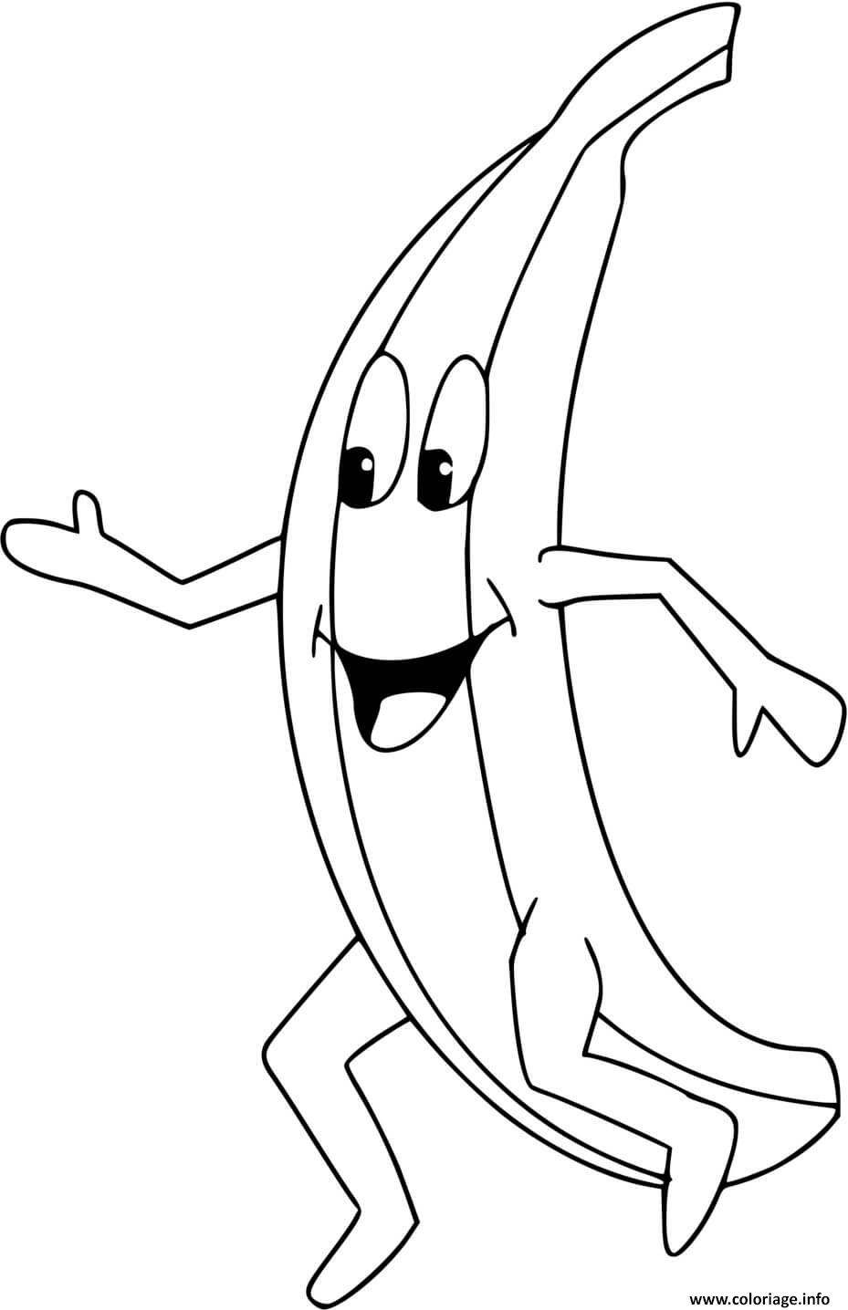 Dessin banane qui marche Coloriage Gratuit à Imprimer