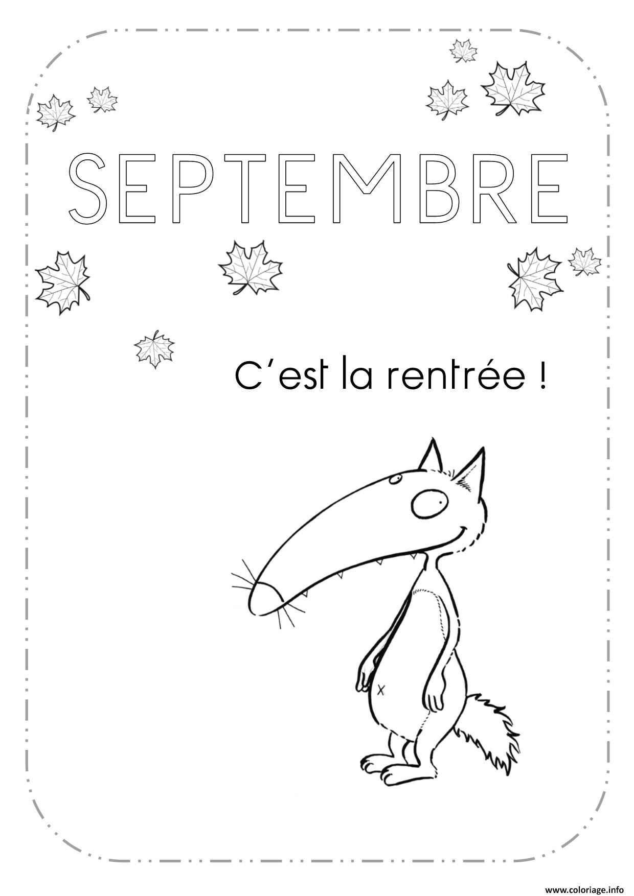 Dessin loup auzou septembre cest la rentree Coloriage Gratuit à Imprimer