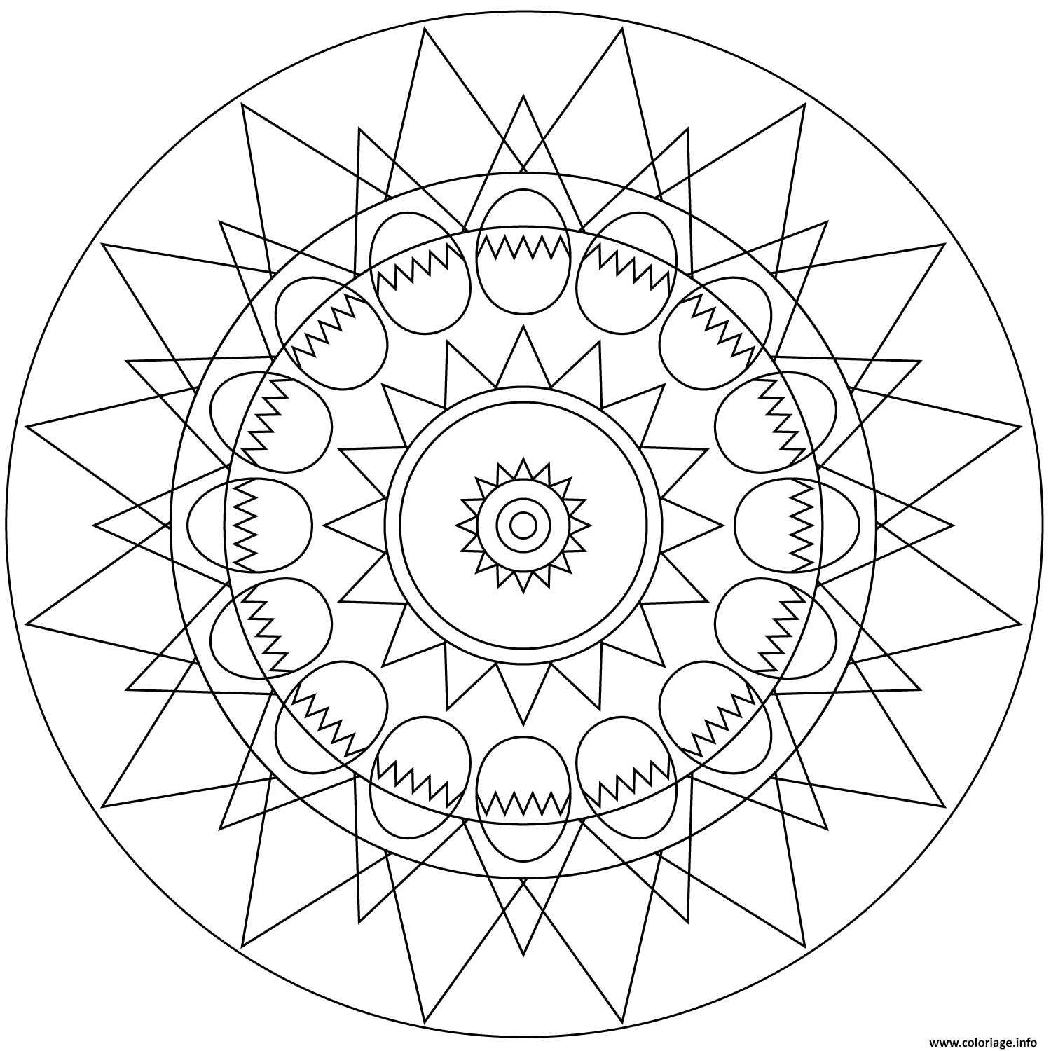 Dessin mandala oeuf de paques et soleil par Lena London Coloriage Gratuit à Imprimer