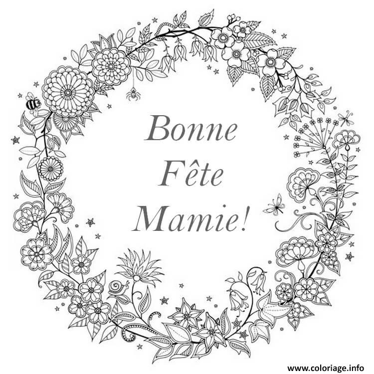 Coloriage bonne fete mamie  JeColorie.com